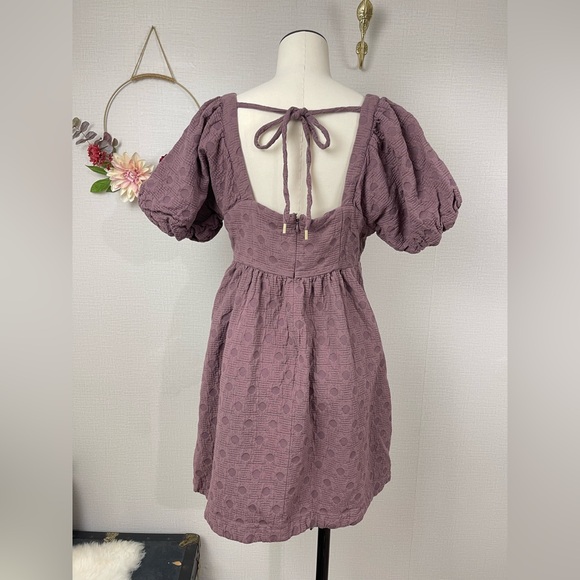 MADEWELL Women’s Floral Quilted Puff-Sleeve Doll Mini Dress in Fig Multi Jaq Lg - Picture 8 of 15